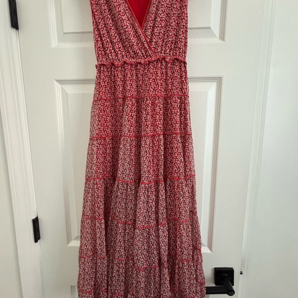 Max Studio Red and White Floral Maxi Dress